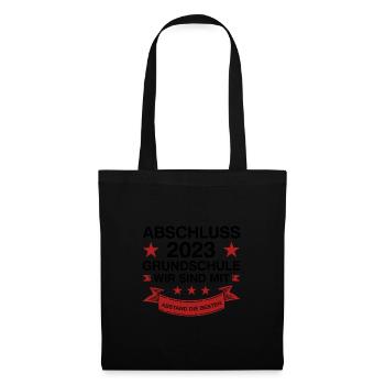 Grundschule Abschluss 2023 Grundschüler Geschenk - Stoffbeutel - Schwarz - Vorne
