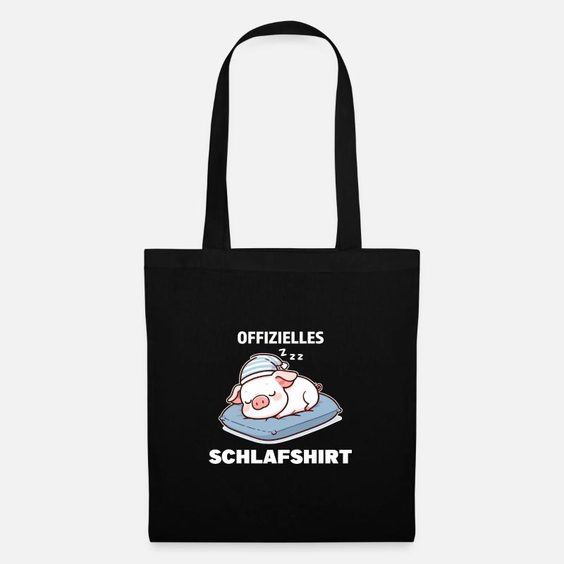 Schlafshirt Schwein Schweine Geschenk - Stoffbeutel - Schwarz