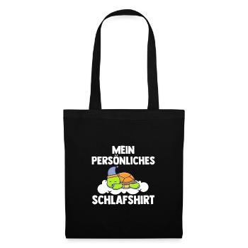 Schlafshirt Schildkröte Schlafanzug Geschenk - Stoffbeutel - Schwarz - Vorne