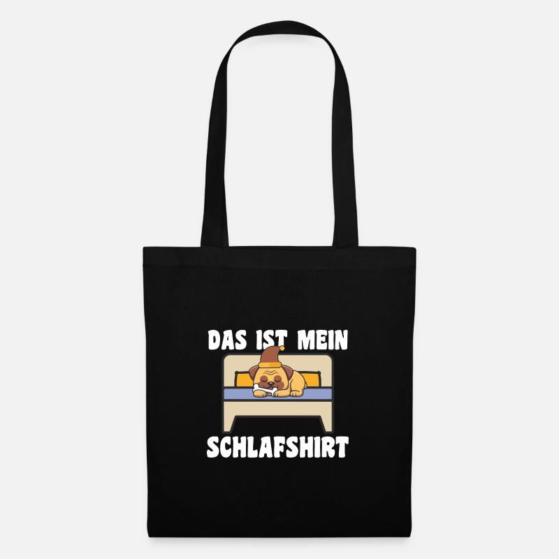 Schlafanzug Mops Pyjama Geschenk - Stoffbeutel - Schwarz