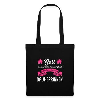 Bauherrin Bauherr Hausbau Geschenk - Stoffbeutel - Schwarz - Vorne
