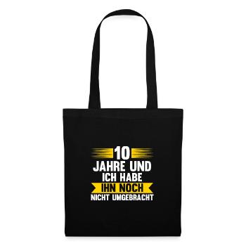 10 Jahre Ehe Ehefrau 10. Hochzeitstag Geschenk - Stoffbeutel - Schwarz - Vorne