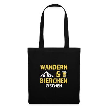 Wandern Bier Wanderer Geschenk - Stoffbeutel - Schwarz - Vorne