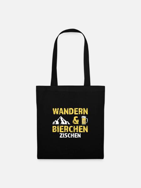 Wandern Bier Wanderer Geschenk - Stoffbeutel - Schwarz