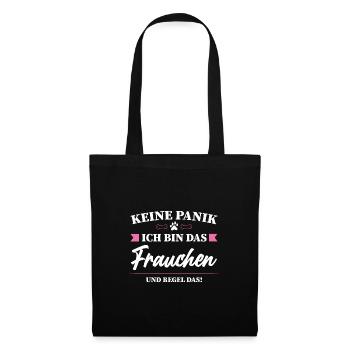 Frauchen Hund Hundebesitzerin Geschenk - Stoffbeutel - Schwarz - Vorne