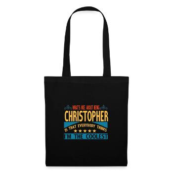 Vorname Christopher Name Christopher Geschenk - Stoffbeutel - Schwarz - Vorne