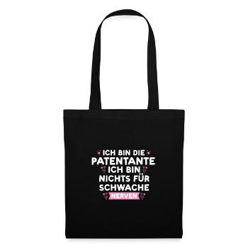 Patentante Familie Taufpatin Geschenk - Stoffbeutel - Schwarz - Vorne