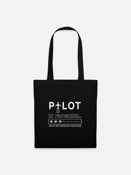 Pilot Pilot Flugzeug Geschenk - Stoffbeutel - Schwarz