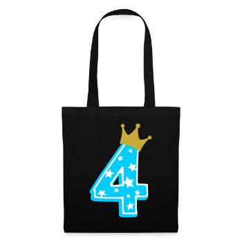 4 crown 4th birthday 4 years - Tote Bag - black - Front