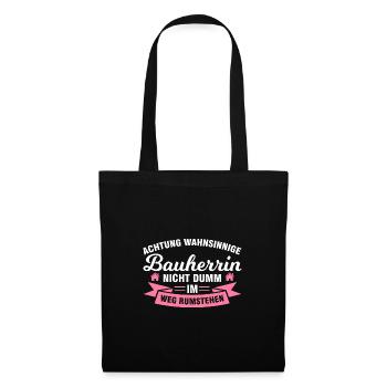Bauherrin Bauherr Bauherrinnen Geschenk - Stoffbeutel - Schwarz - Vorne