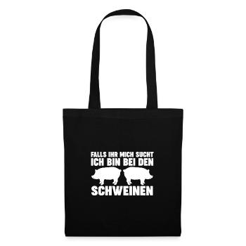 Schweine Schwein Schweinehalter Geschenk - Stoffbeutel - Schwarz - Vorne