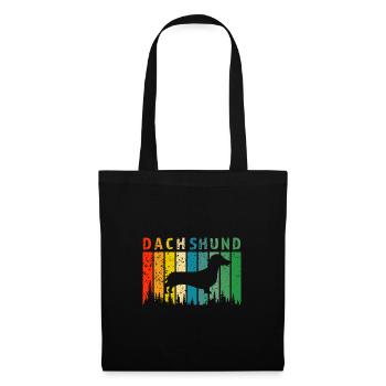 Dackel Retro-Design Dackel Geschenk - Stoffbeutel - Schwarz - Vorne