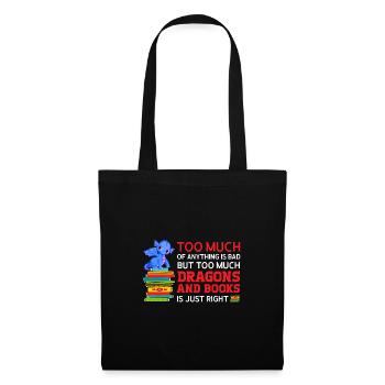 Drache Drache und Buch Drachenliebhaber Geschenk - Stoffbeutel - Schwarz - Vorne