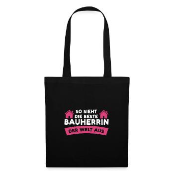 Bauherrin Bauherr Eigenheim Geschenk - Stoffbeutel - Schwarz - Vorne