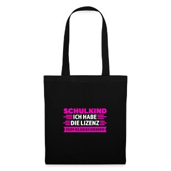 Schulkind Anfang Schulbeginn Geschenk - Stoffbeutel - Schwarz - Vorne