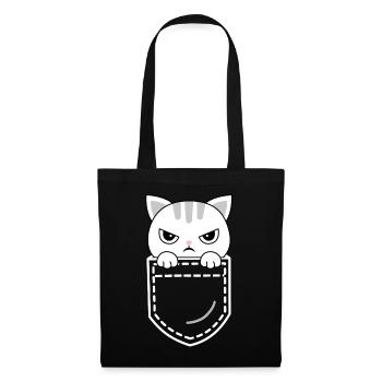 Katze Katzen - Stoffbeutel - Schwarz - Vorne
