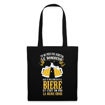 Tu peux pas acheter le bonheur mais de la bière - Sac en tissu - noir - Devant