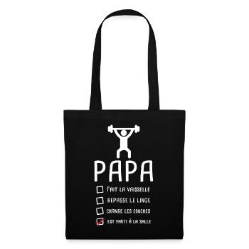 Papa musclé musculation fête des pères muscu - Sac en tissu - noir - Devant