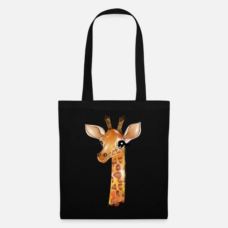 Zeichnung einer niedlichen Giraffe - Stoffbeutel - Schwarz
