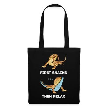 Premières collations puis détendez-vous Dragon barbu - Sac en tissu - noir - Devant