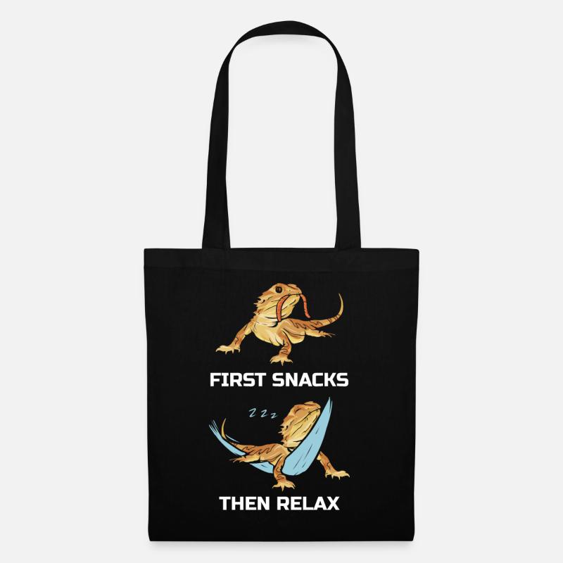 First Snacks Then Relax Bartagame - Stoffbeutel - Schwarz