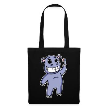Hippo with toothbrush - Tote Bag - black - Front