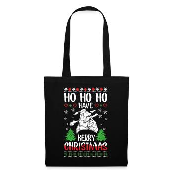 Festive Christmas pony with berry motif - Tote Bag - black - Front