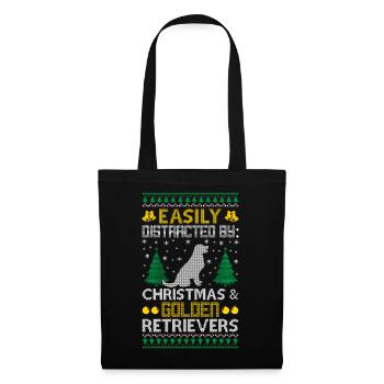 Easily Distracted Golden By Retriever Ugly Sweater - Stoffbeutel - Schwarz - Vorne
