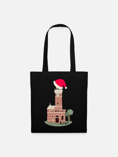 Weihnachten, Kiel Leuchtturm Holtenau - Stoffbeutel - Schwarz