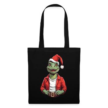 Festlicher T-Rex Weihnachtsmann Weihnachten Design - Stoffbeutel - Schwarz - Vorne