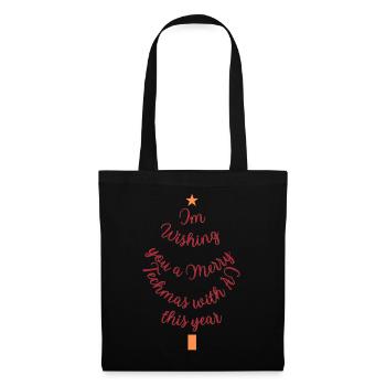 Souhait de Noël personnel avec étoile et cadeau - Sac en tissu - noir - Devant