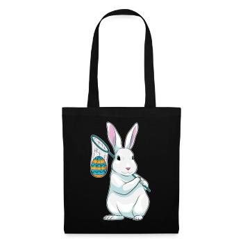 Hase Ostern Angeln - Stoffbeutel - Schwarz - Vorne