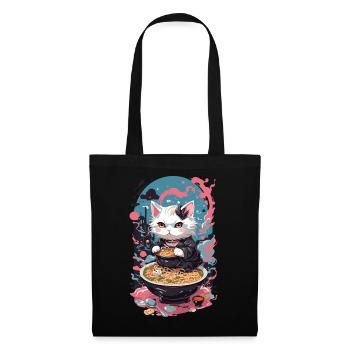 Cat Goth Pastel Ramen Noodle Soup Kawaii - Tote Bag - black - Front