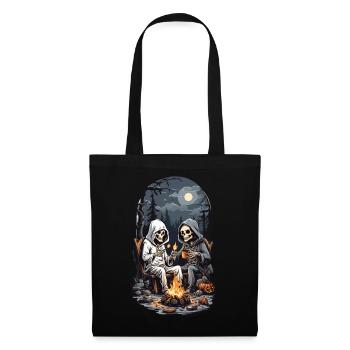Conception de feu de camp squelette de camping Halloween - Sac en tissu - noir - Devant