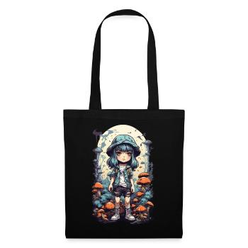 Aventure psychédélique Anime Forêt Champignon Design - Sac en tissu - noir - Devant