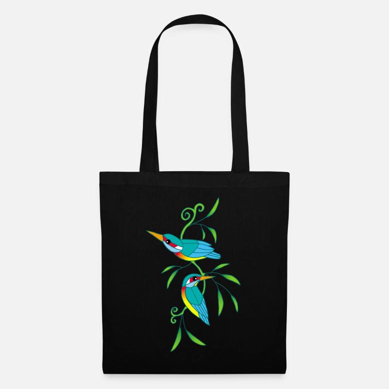 Vögel und Natur - Stoffbeutel - Schwarz