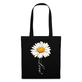 Daisy Flower with Love Script - Tote Bag - black - Front
