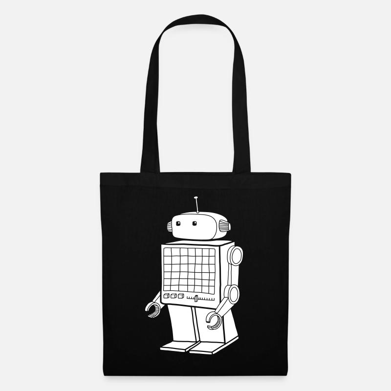 Retro Robot – Vintage AI Android Design - Tote Bag - black