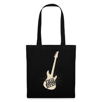 This Dad Rocks Rock Band Guitar Music - Stoffbeutel - Schwarz - Vorne