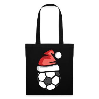 Football de Noël avec chapeau de Père Noël - Sac en tissu - noir - Devant