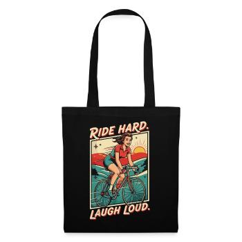 Ride Hard Laugh Loud Retro Fahrrad - Stoffbeutel - Schwarz - Vorne