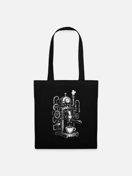 Steampunk-Espressomaschine - Stoffbeutel - Schwarz