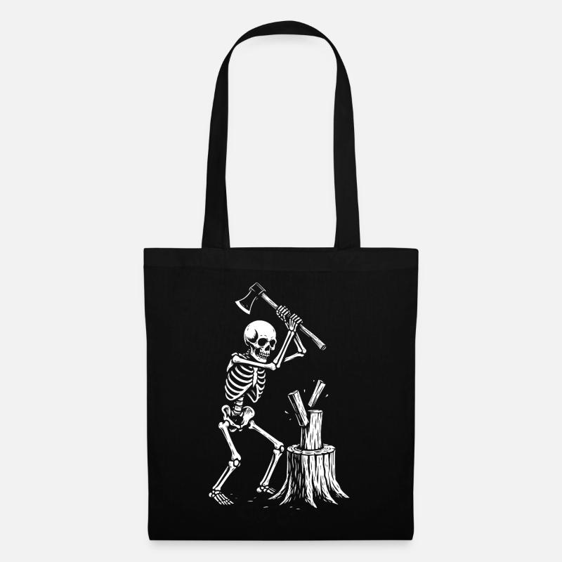 Silhouette du bûcheron squelette - Sac en tissu - noir