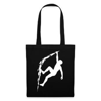 Klettern Silhouette Freiklettern Extrem Sport Berg - Stoffbeutel - Schwarz - Vorne
