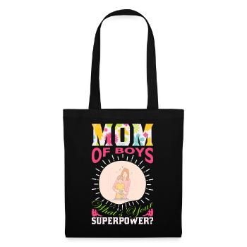 Jungen-Mama-Superkraft lustiges Muttertagsgeschenk - Stoffbeutel - Schwarz - Vorne