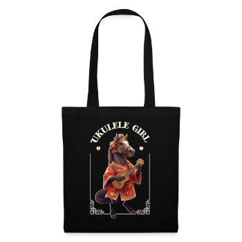 Ukulele girl horse - Stoffbeutel - Schwarz - Vorne