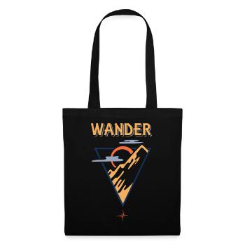 Nuages de soleil de montagne - Motif de randonnée - Sac en tissu - noir - Devant