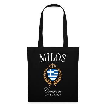 Milos Greece Coat of Arms Crown – Travel Souvenir - Tote Bag - black - Front