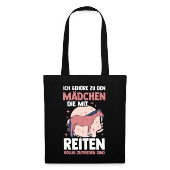 Reiten Pferdeliebhaber Reiterhof Pferde - Stoffbeutel - Schwarz - Vorne