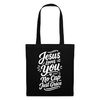 Jesus Loves You Schriftzug - Stoffbeutel - Schwarz - Vorne